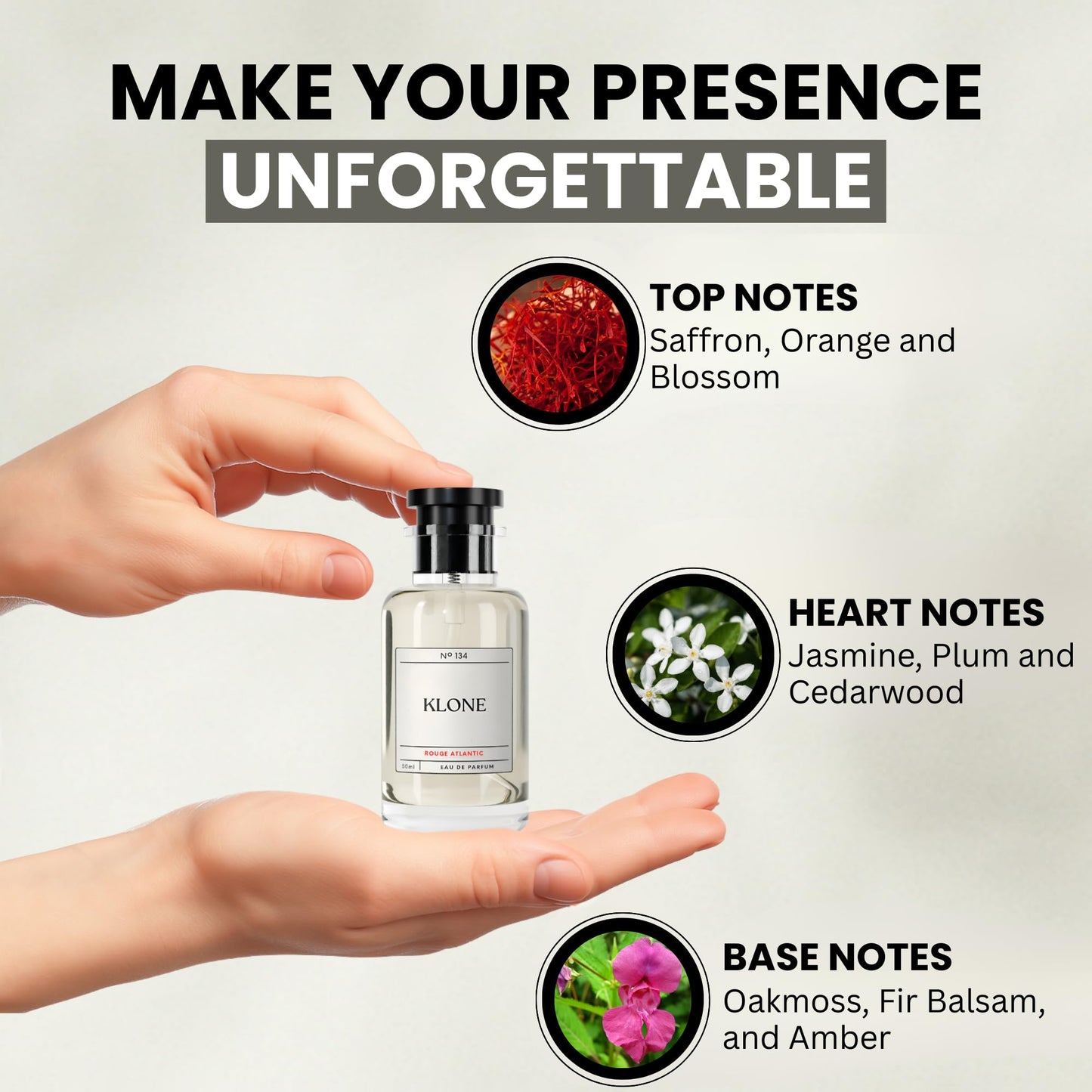 Klone Rouge Atlantic Eau de Parfum Scents (50ml) - Long Lasting Cologne for Men Inspired by Rouge - Skin Friendly Perfume for Men with Notes Beauty & Personal Care Klone
