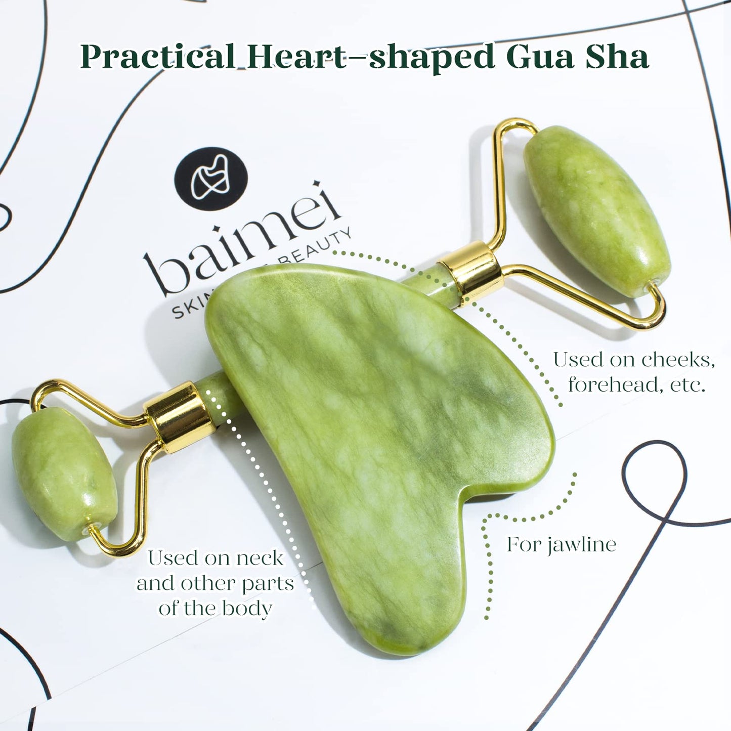 BAIMEI IcyMe Gua Sha & Jade Roller Facial Tools Face Roller and Gua Sha Set for Puffiness and Redness Reducing Skin Care Routine, Self Care Gift Beauty & Personal Care BAIMEI