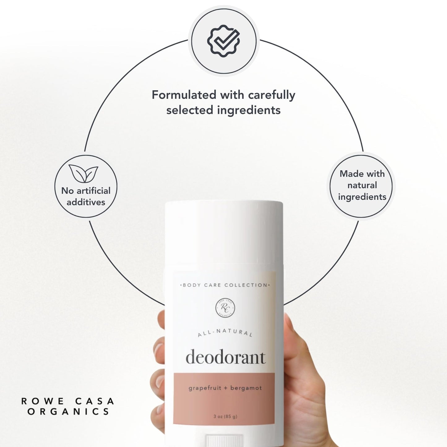 Rowe Casa Organics Grapefruit + Bergamot Aluminum Free Deodorant for Men and Women, Sweet and Citrusy Paraben-Free Deodorant Stick Beauty and Personal Care Rowe Casa Organics
