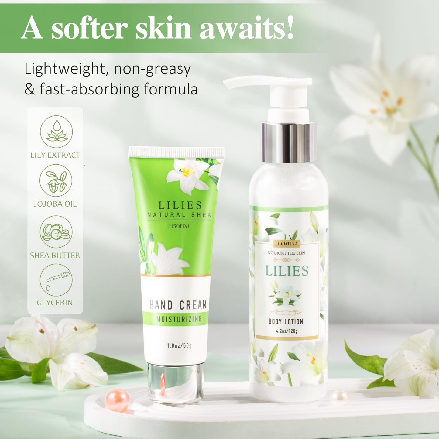 Gifts for Women, Birthday Gifts for Women, Lilies Self Care Set,Christmas Mothers Day Relaxing Spa Basket for Mom, Grandma, Girlfriend, Sister Beauty and Personal Care LUCOTIYA