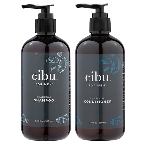 CIBU for Men Charcoal Shampoo and Conditioner Bundle - 12oz Deep Clean Men’s Volumizing Shampoo - 12oz Hydrating and Volumizing Charcoal Cleansing Beauty & Personal Care CIBU