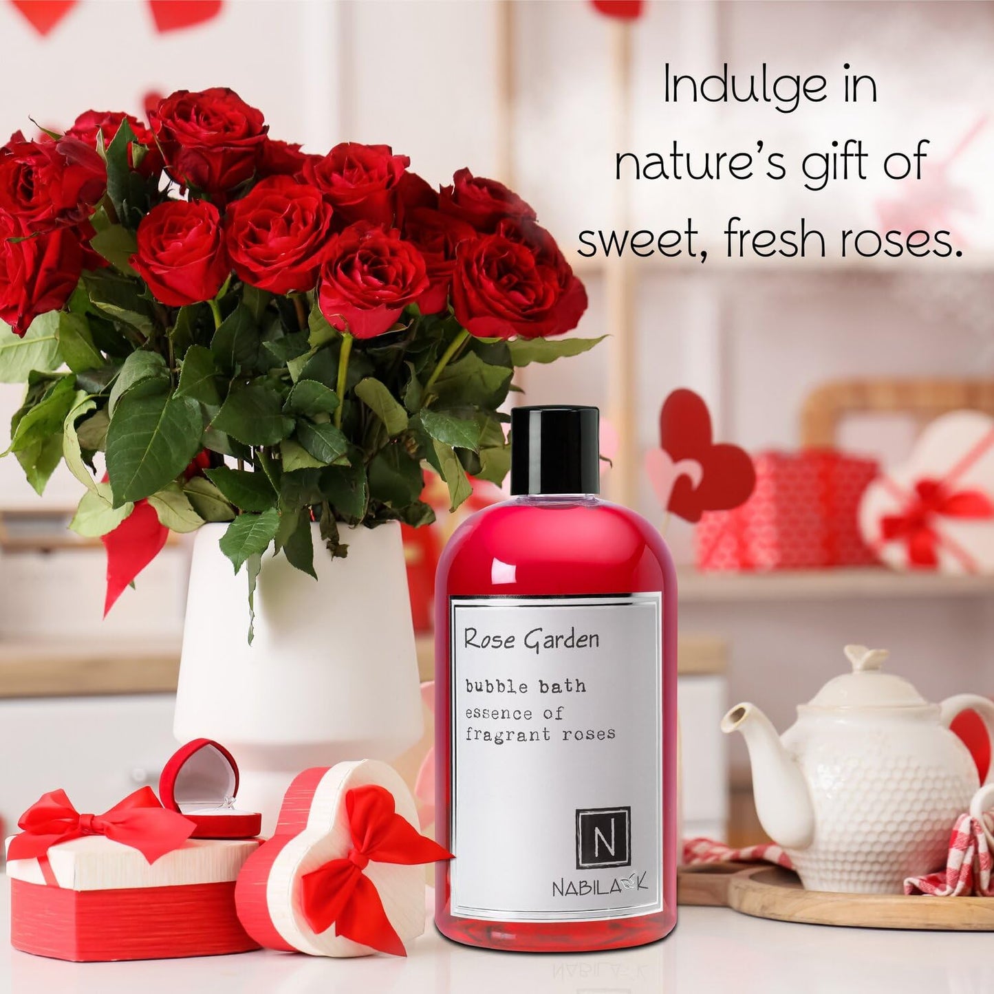 Nabila K Rose Garden Bubble Bath with Rose Essential Oils - Natural & Organic, Sulfate-Free, Tear-Free - Luxury Aromatherapy Floral Bath Soak Beauty and Personal Care Nabila K