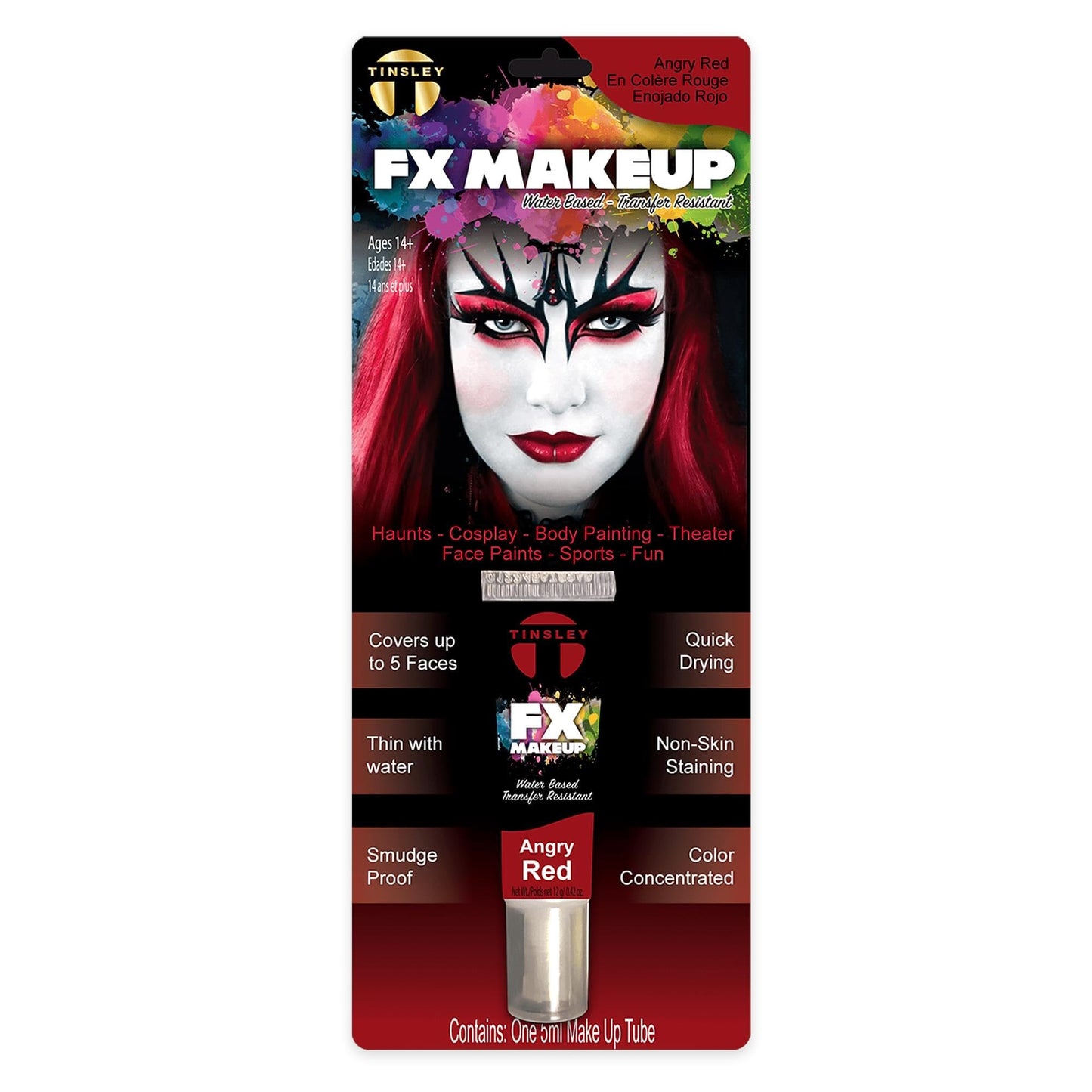 Tinsley Transfers FX Makeup - Face and Body Paint - Water-Based Cream - 7g / 0.24 oz Tube (Rotten Red) Beauty & Personal Care Tinsley Transfers