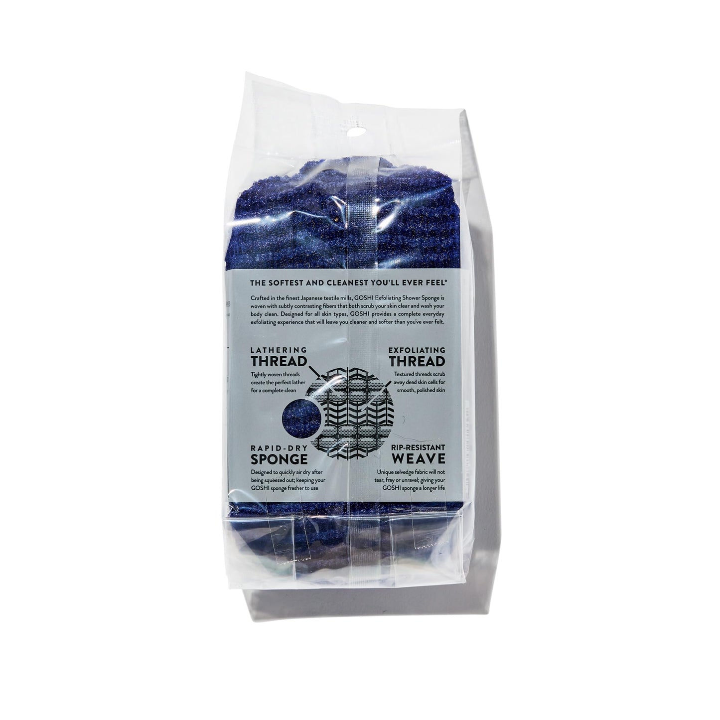 GOSHI Exfoliating Shower Sponge - Rip-Resistant, Rapid-Drying Exfoliating Bath Sponge for All Skin Types - Indigo Blue - Made in Japan Beauty and Personal Care GOSHI