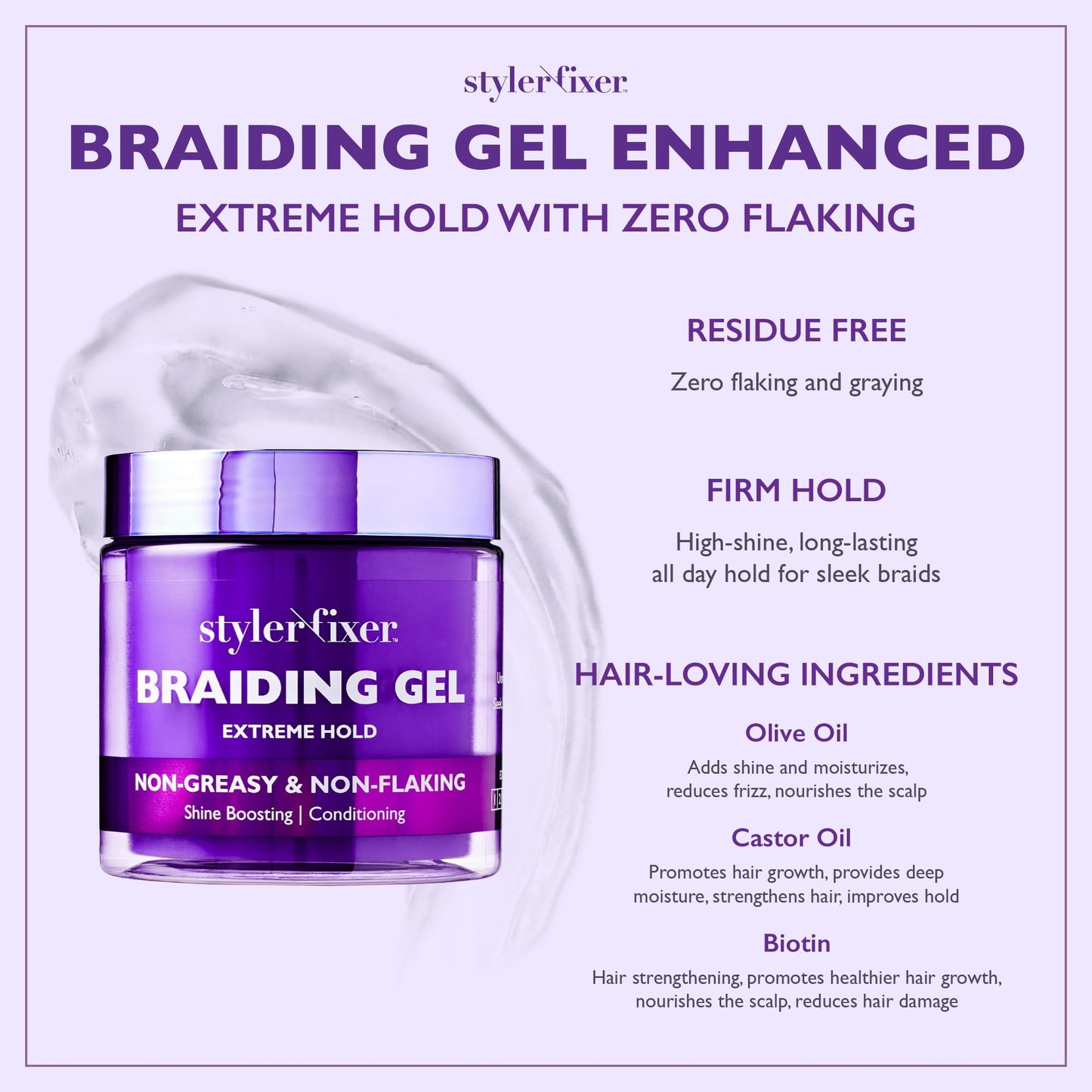 Red by Kiss Styler Fixer Braiding Gel Enhanced - Extra Firm Hold, Anti-Flaking, High Shine, Infused with Advanced Botanicals for Strong, Nourished Beauty & Personal Care Red by Kiss