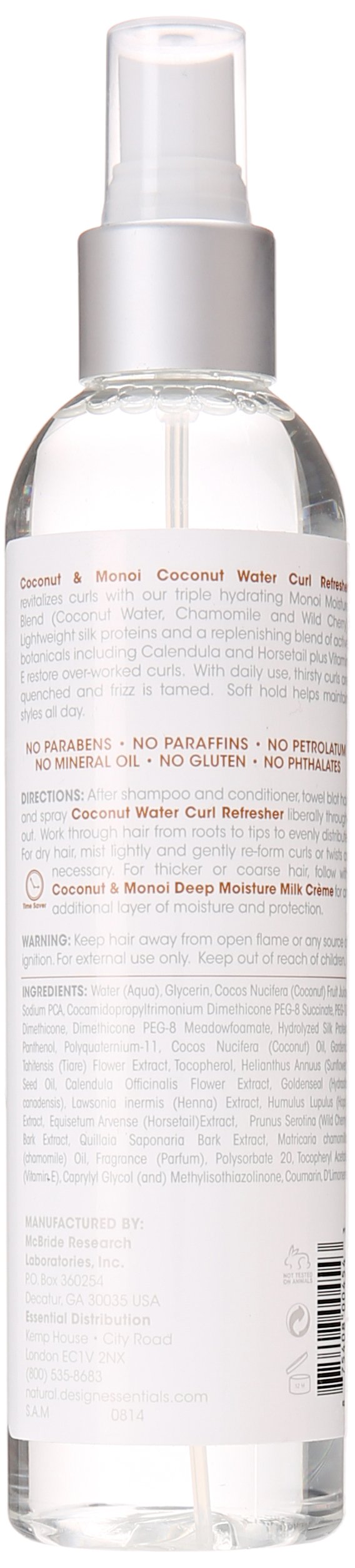 Design Essentials Natural Coconut & Monoi Coconut Water Curl Refresher with Sunflower, Marshmallow Root & Aloe, 8 Ounce Beauty & Personal Care Design Essentials