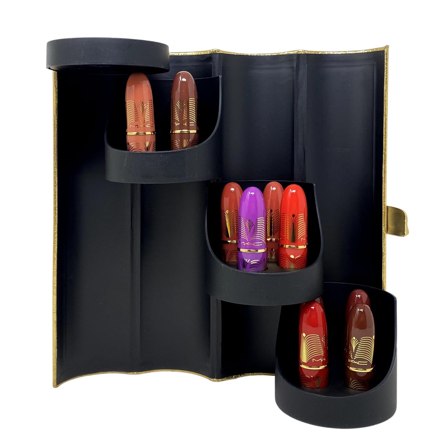 MAC Cosmetics Limited Edition Golden Girls Miniature Lustreglass Lipstick Vault x 12 - Vault and 12 Mini Lipsticks - Travel Size Beauty & Personal Care MAC
