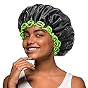 mikimini Black Shower Cap for Women, Men & Girls, 1 Pack, Reusable Double Layers Waterproof Bathing Shower Hat with Soft Comfortable PEVA Lining Beauty & Personal Care mikimini