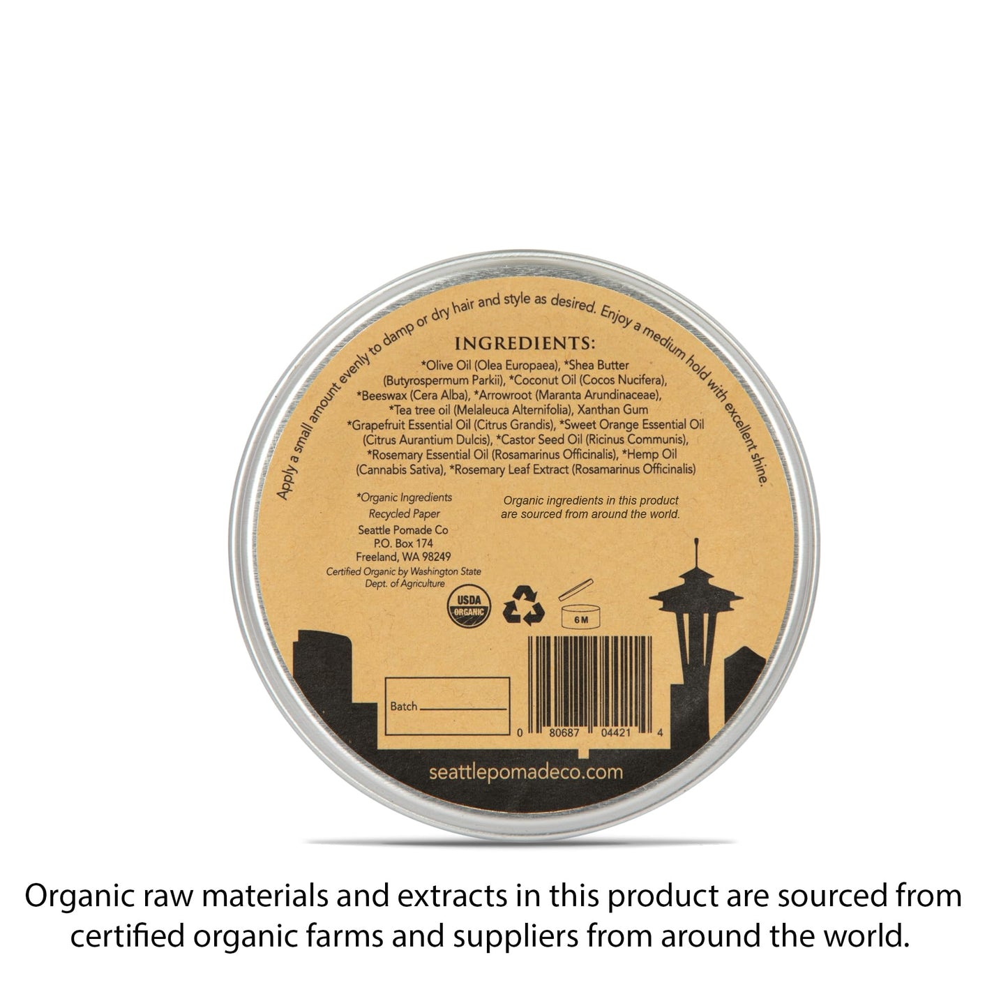 Seattle Pomade Co. USDA Certified Organic Pomade. Medium Hold & High Shine, Hair Styling Formula Non GMO, Made with organic materials from around the Beauty & Personal Care SEATTLE POMADE CO. EST 2014 HANDMADE IN SEATTLE, WA POMADE