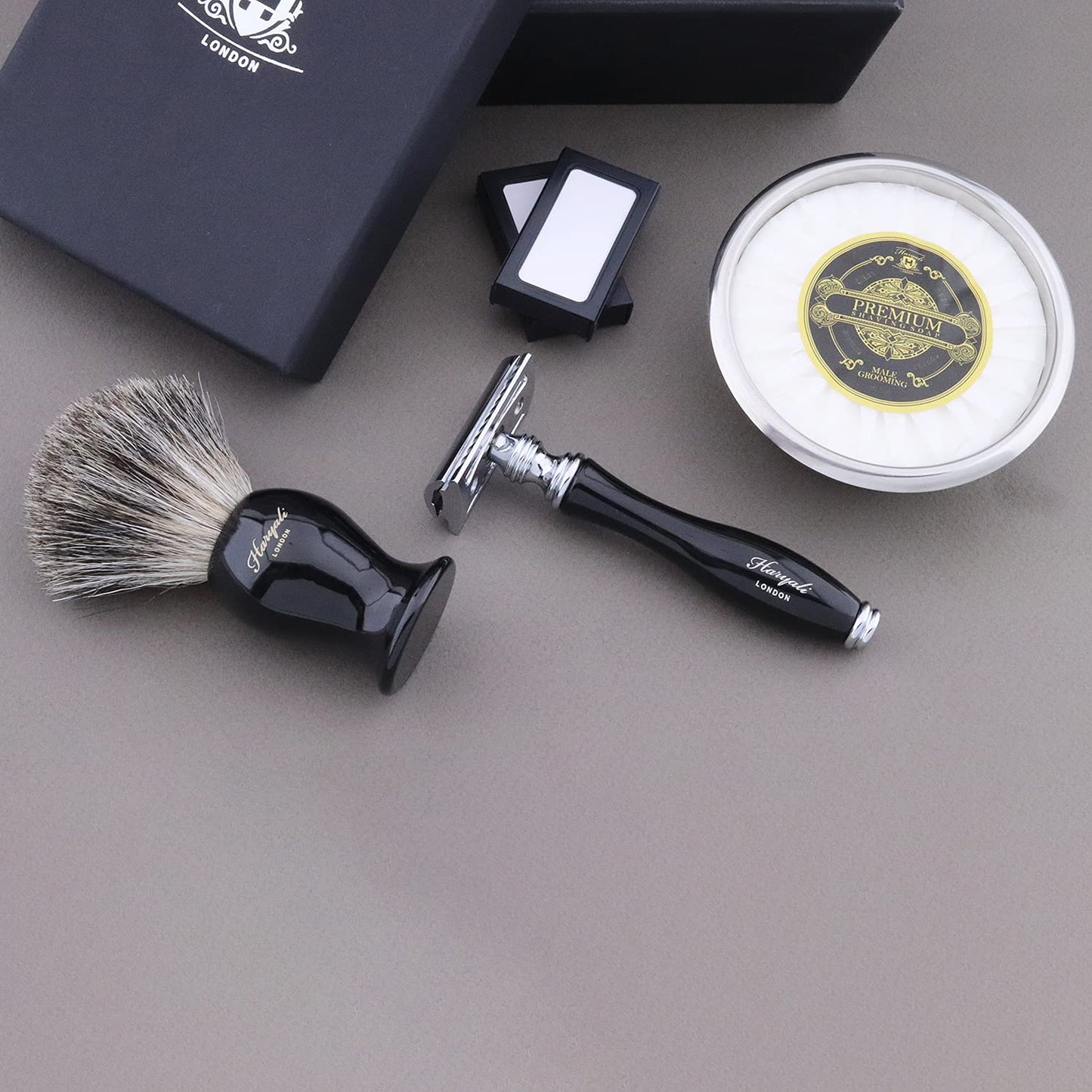 Double Edge Safety Razor Shaving Set +Badger Hair Shaving Brush Beauty and Personal Care Haryali London