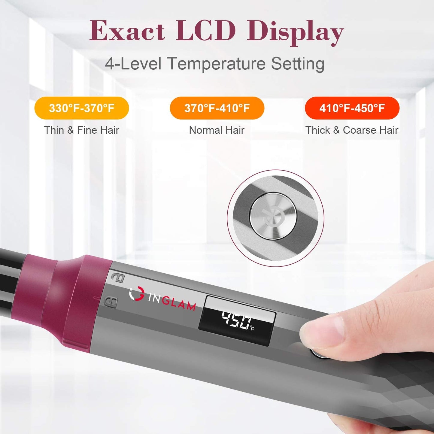 IG INGLAM Curling Iron Wand Set, 8 in-1 Interchangeable Ceramic Barrels with Infrared, Cucurbit, Tapered, Extended, 1in, 1 1/4 in, 3/4in Barrels Beauty & Personal Care IG INGLAM