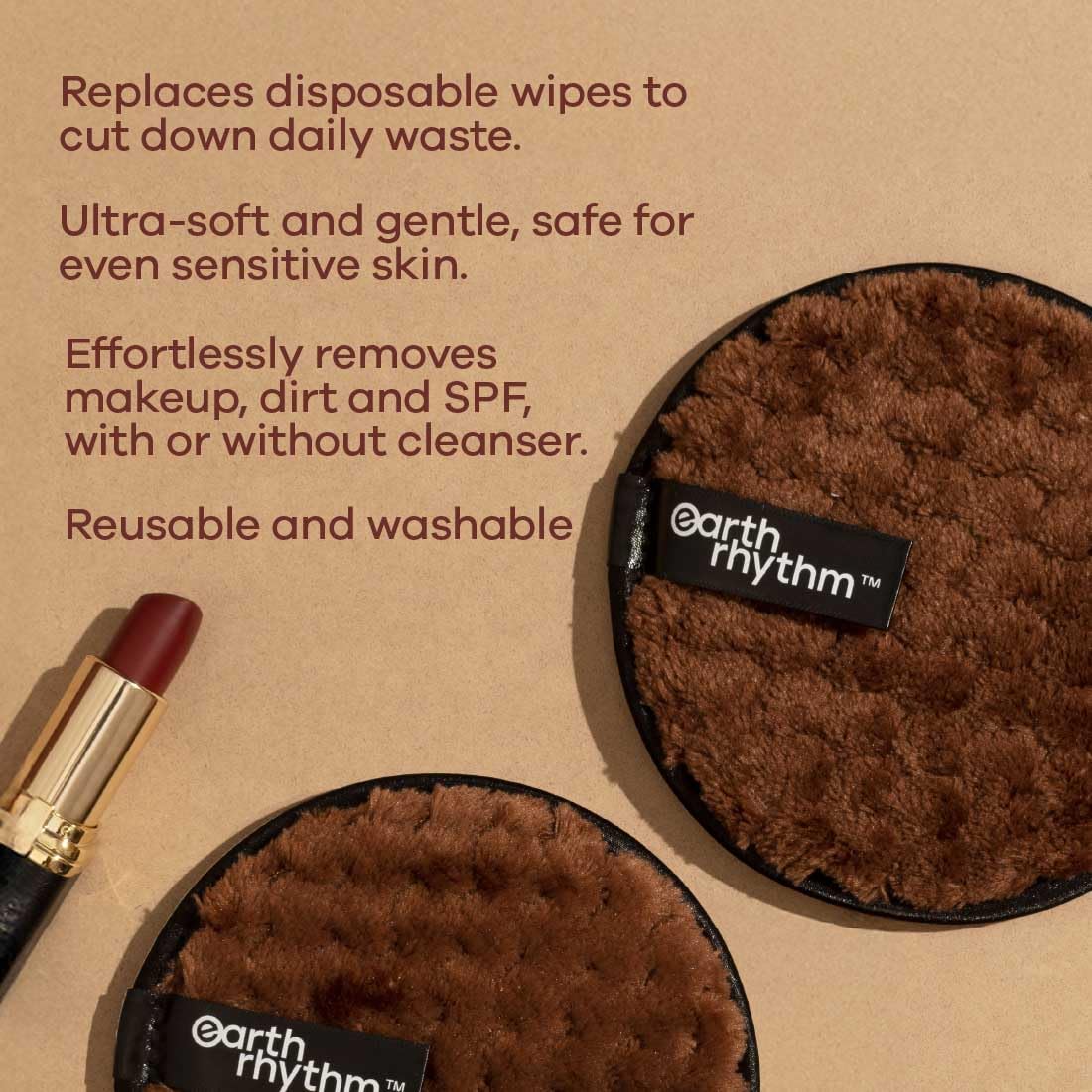 Earth Rhythm Reusable Makeup Remover Cleansing Pads Easily Removes Stubborn Face & Eye Makeup Multifunctional, Safe for Oily, Dry or Sensitive Skin Beauty & Personal Care Earth Rhythm