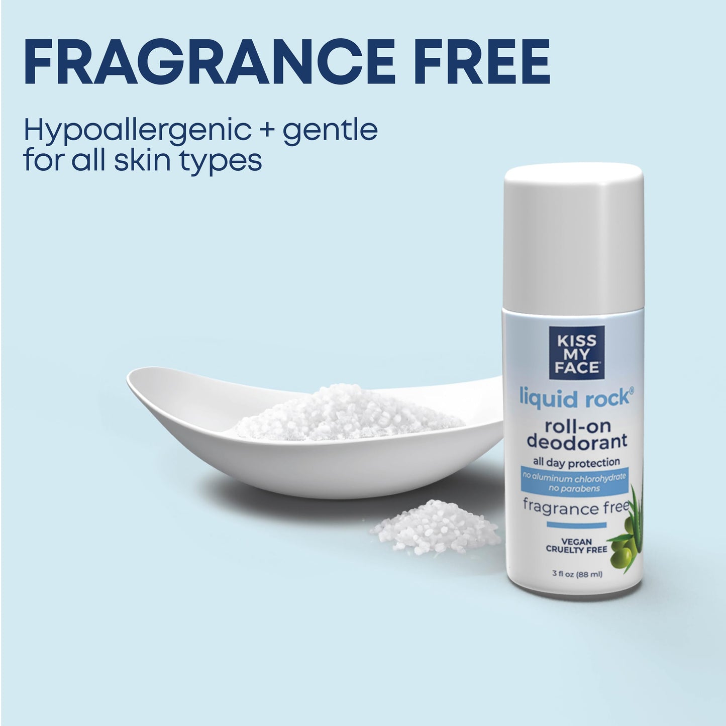 Kiss My Face Liquid Rock Roll-On Deodorant, Fragrance Free, Aluminum Chlorohydrate Free Deodorant For Women And Men, With Added Willow Bark Beauty and Personal Care Kiss My Face