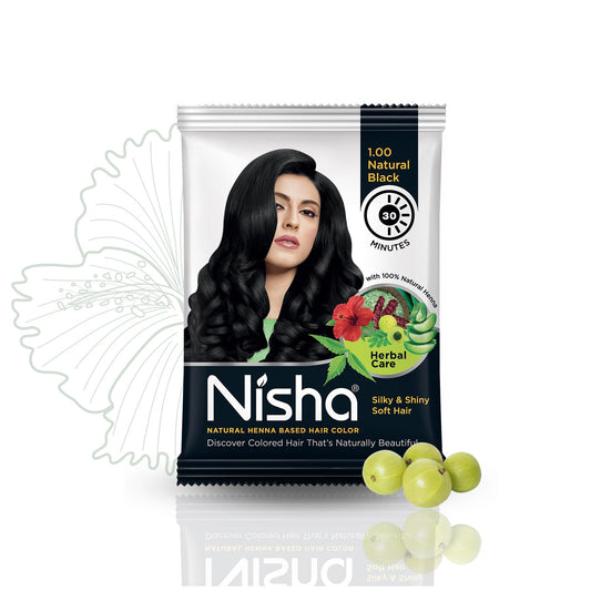 Nisha Natural Henna Based Hair Color (Natural Black) 10GM Pack of 10 Beauty & Personal Care Nisha