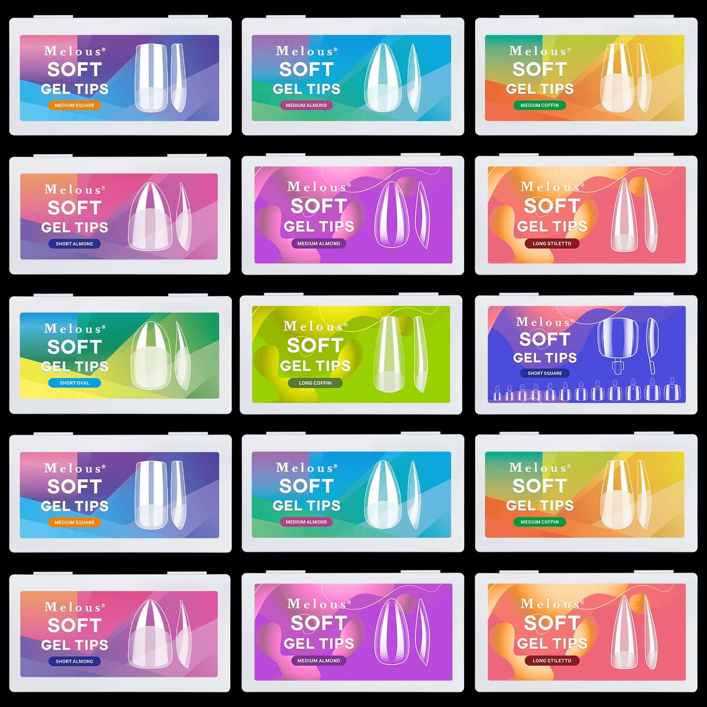 Clear Soft Gel ToeNail Tips, Melous 600PCS Full Cover Nail Tips Gel Nail Tips Clear False Fake Nails Beauty & Personal Care Melous