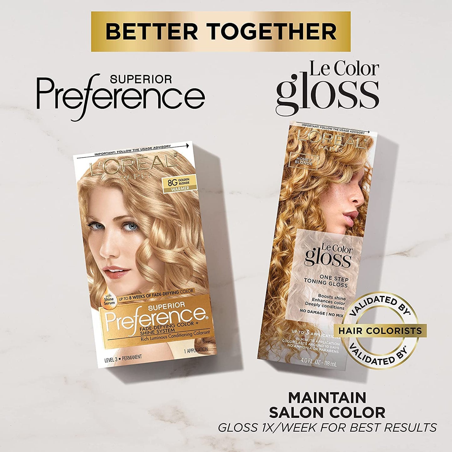 L'Oreal Paris Superior Preference Fade-Defying + Shine Permanent Hair Color, 8G Golden Blonde, Pack of 2, Hair Dye Beauty & Personal Care L'Oreal Paris