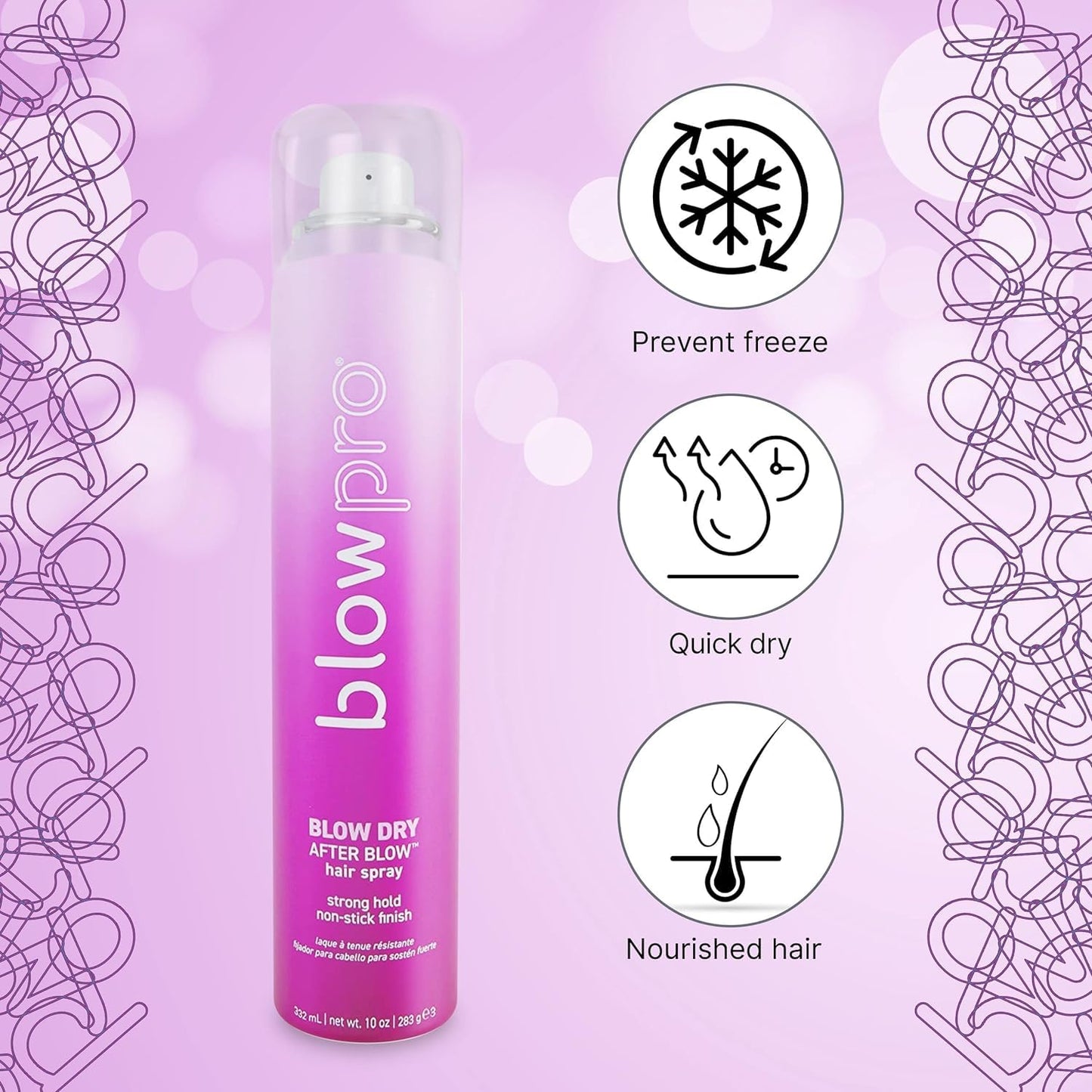 blowpro After Blow Strong Hold Finishing Spray 10oz, Adds Shine, Volume & Frizz Control without Buildup, Soy Protein Helps Strengthen Hair, 100% Beauty & Personal Care blowpro