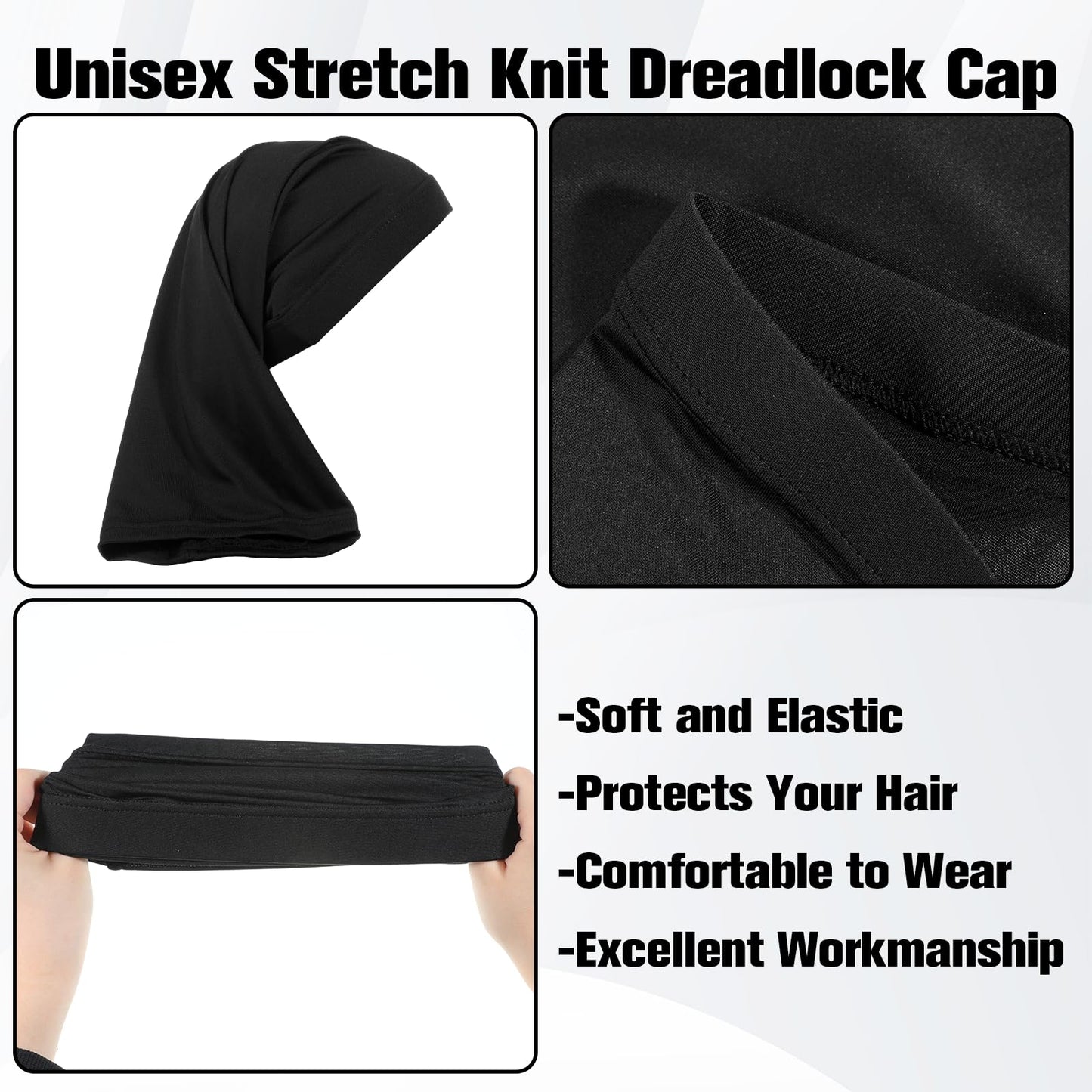 2 PCS Elastic Dreadlock Cap, Wide Stretchable Loc Cap for Men Women, Silky Loc Sock to Protect Hair Beauty and Personal Care Tweruna