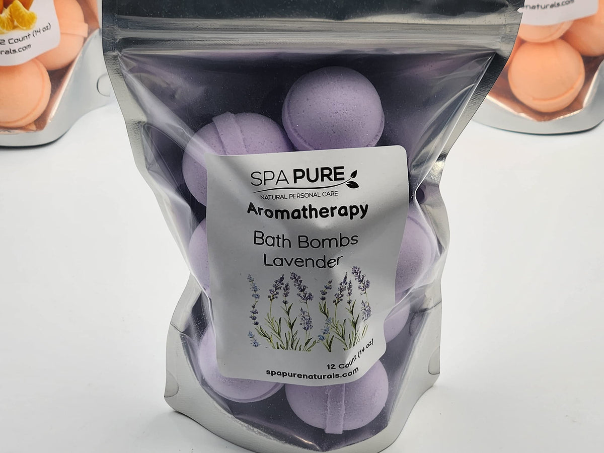 Essential Oil Bath Bombs - USA Made with Coconut Milk & Shea Butter - for a Luxurious at Home Spa Bath (12 Count) Pack of 1 (Lavender) Beauty & Personal Care Spa Pure