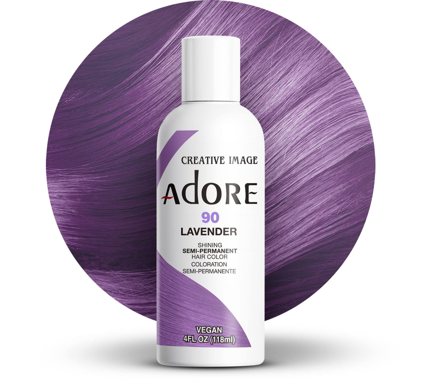 Adore Semi Permanent Hair Color (090 Lavender) | Vegan & Cruelty-Free Purple Hair Dye | No Ammonia, No Peroxide, No Alcohol | 4 Fl Oz Beauty & Personal Care Adore
