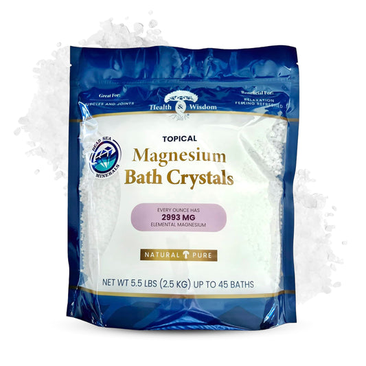 Health and Wisdom Magnesium Bath Crystals - Bath Salts with High Concentration & Enhanced Absorption for Muscle & Joint Relief - Dead Sea Sourced Beauty and Personal Care Health and Wisdom