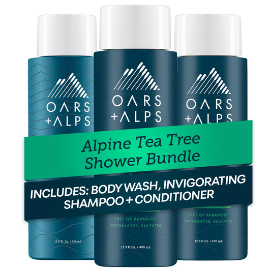Oars + Alps Men's Sulfate Free Hair Shampoo, Conditioner, and Body Wash Kit, Moisturizing Skin Care Infused with Witch Hazel and Tea Tree Oil, Alpine Beauty & Personal Care Oars + Alps