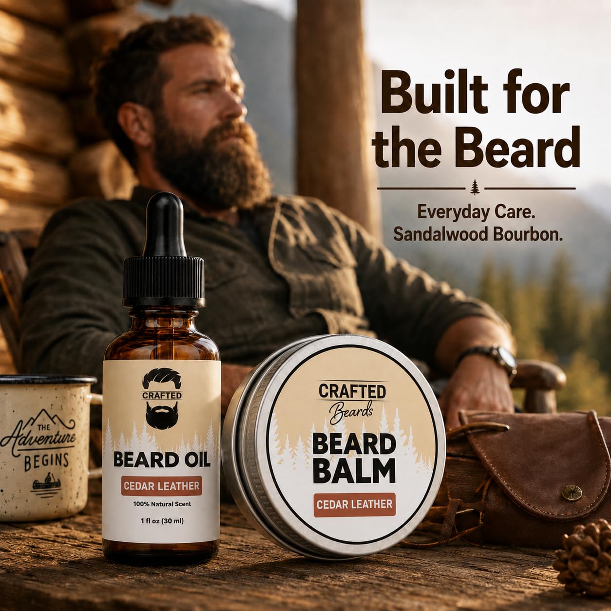Beard Oil and Balm Set - Softer, Smoother, Moisturized Beard Care - Cedarwood Scent Gift for Men Beauty and Personal Care Crafted Beards