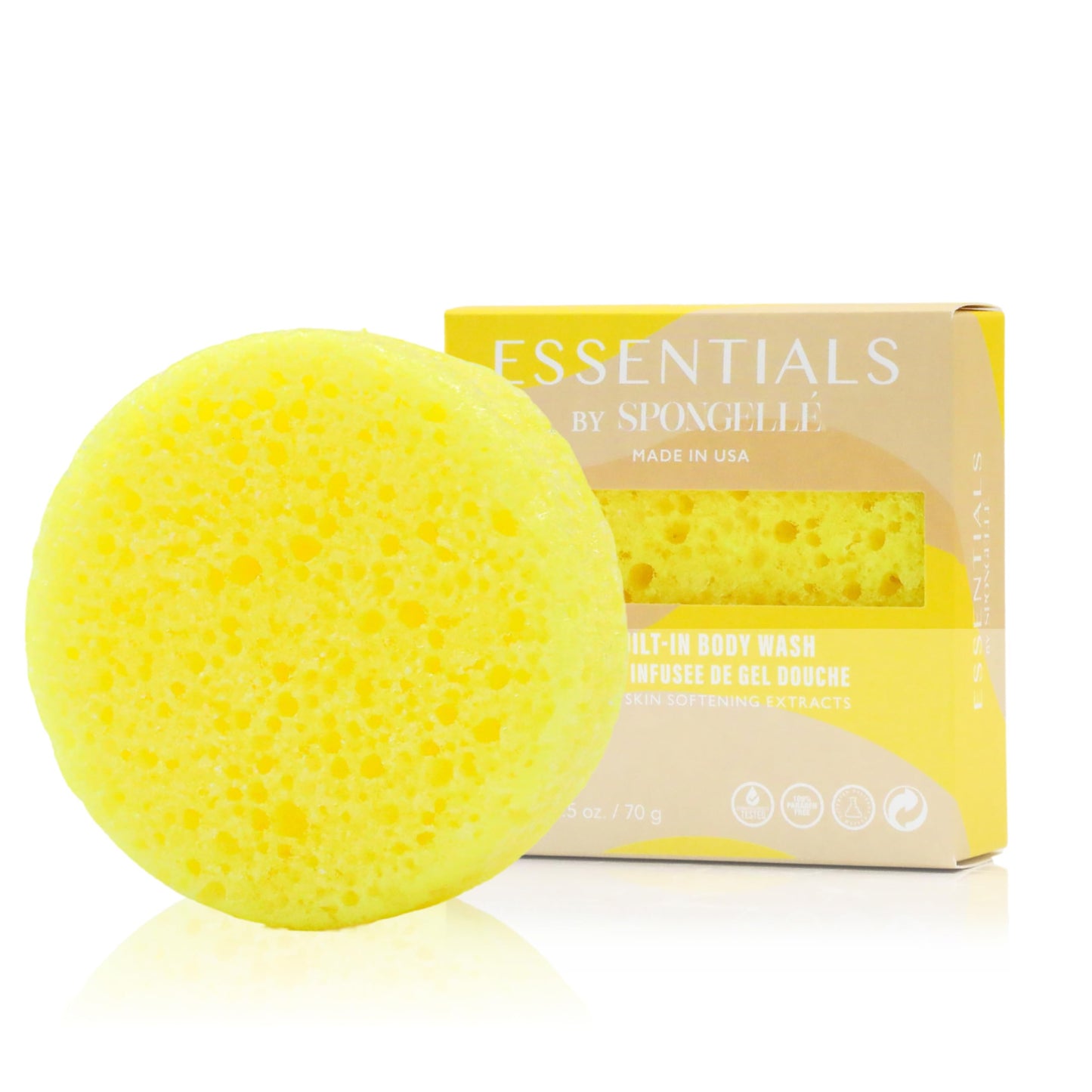 Spongelle Coconut Essentials Body Buffer - Bath & Shower Loofah for Women - Cleanse, Exfoliate, and Nourish in one Easy Step - Cruelty-Free, Vegan Beauty and Personal Care SPONGELLÉ