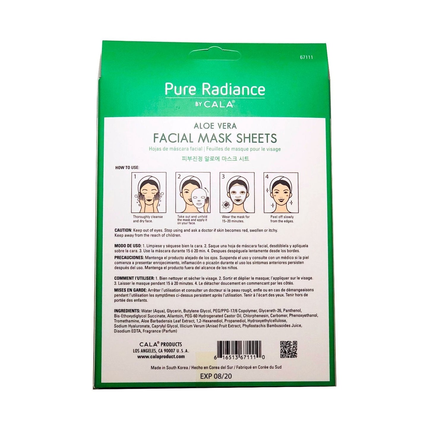 Cala Korea Aloe Vera, Collagen And Vitamin E, Essence full face facial Mask Sheet, 5 pack Beauty & Personal Care Cala