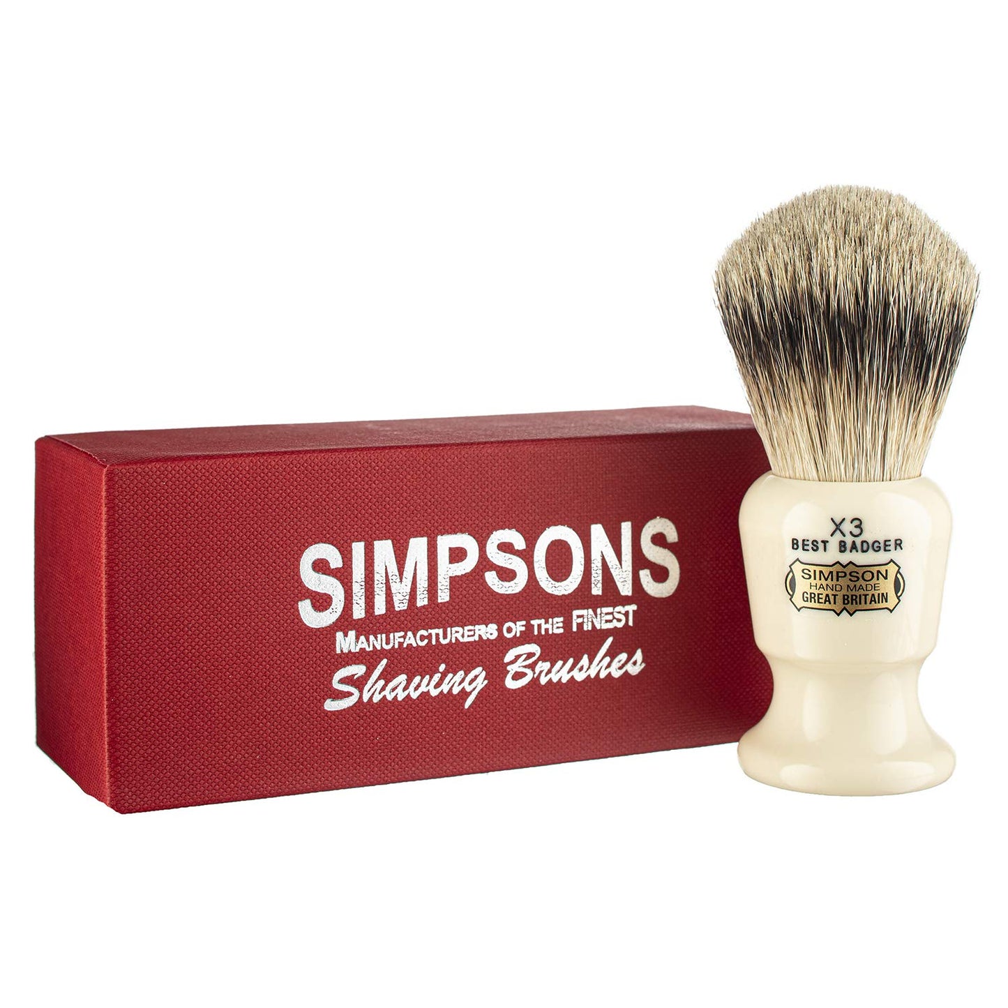 Commodore Best Badger Brush- Simpson Shaving Brushes - Faux Ivory Handle (X3 Best) Beauty and Personal Care Simpson Shaving Brushes