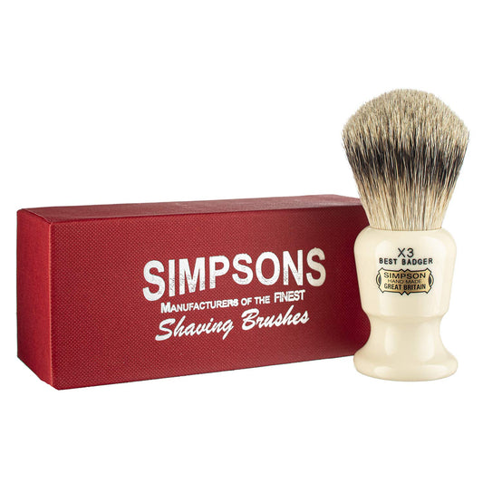 Commodore Best Badger Brush- Simpson Shaving Brushes - Faux Ivory Handle (X3 Best) Beauty and Personal Care Simpson Shaving Brushes