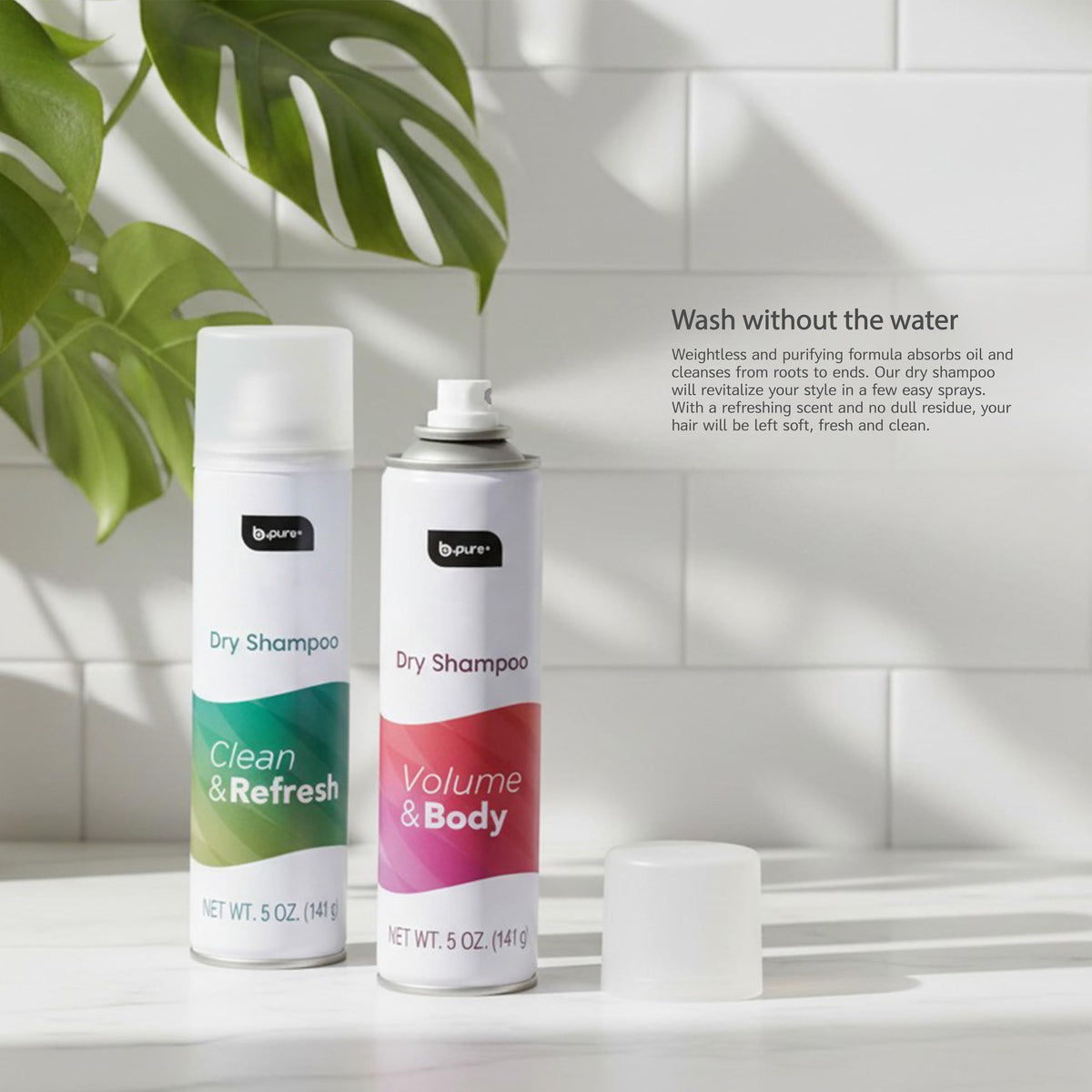 b.pure Dry Shampoo, Clean and Refresh, Absorbs Oil to Clean Hair Without Washing, 5 oz, 4-Pack