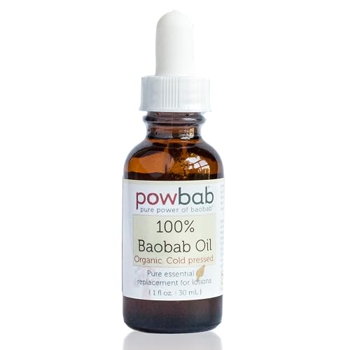 powbab 100% Baobab Oil Cold Pressed, Raw Essential Organic Body Oil for Hair and Nail. Face Cleansing Skincare Moisturizer from Baobab Seeds. African Beauty & Personal Care powbab