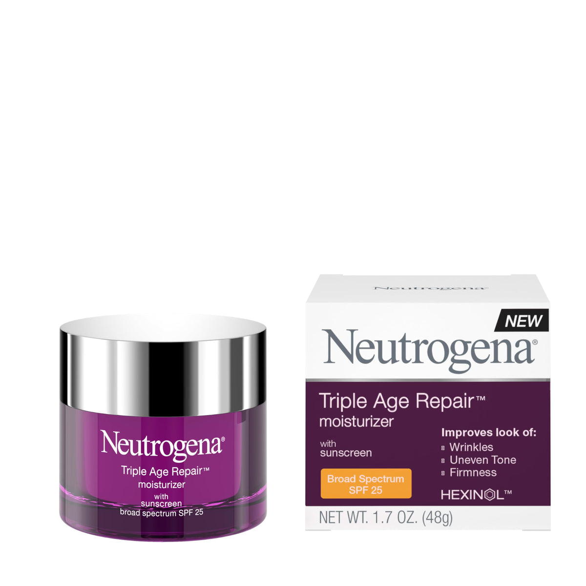 Neutrogena Triple Age Repair Face Moisturizer - with Hexinol Technology & Vitamin C, Anti-Wrinkle Face Cream with SPF 25, Visibly Reduces Wrinkles Beauty & Personal Care Neutrogena