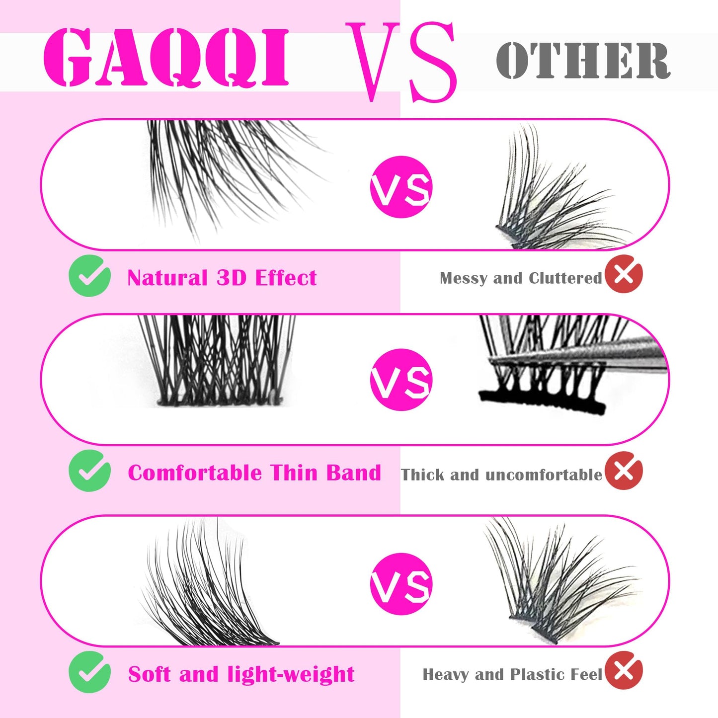 GAQQI Lash Clusters, DIY Eyelash Extension 168 pcs D Curl, Mega Volume Individual Lashes 10-16mm Mix Length (GQ18,D Curl,10-16mm) Beauty and Personal Care GAQQI