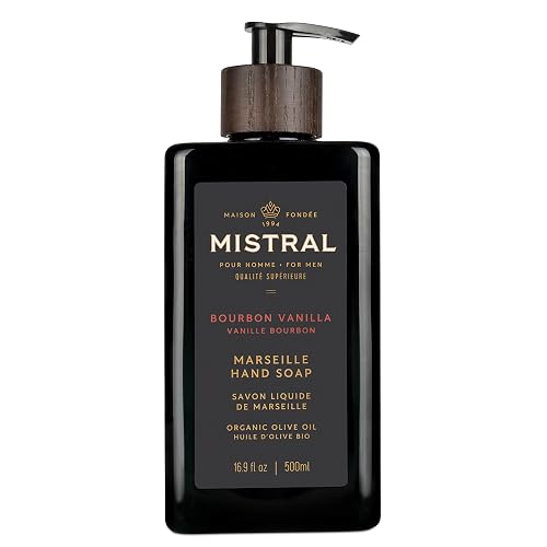 Mistral Bourbon Vanilla Liquid Hand Soap for Men | Luxury Moisturizing Handsoap with Organic Olive Oil, Glycerin and Coconut Oil | Rich Lather | Beauty & Personal Care Mistral