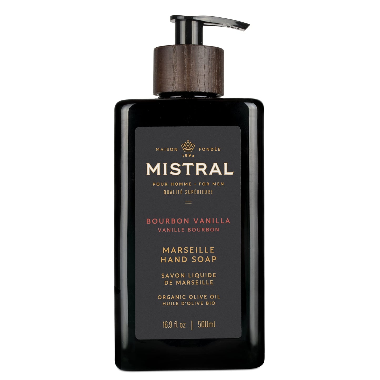 Mistral Bourbon Vanilla Liquid Hand Soap for Men | Luxury Moisturizing Handsoap with Organic Olive Oil, Glycerin and Coconut Oil | Rich Lather | Beauty & Personal Care Mistral