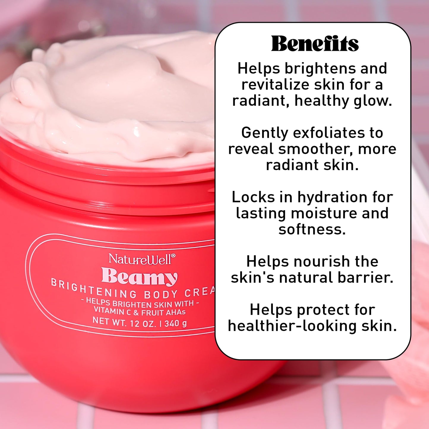 NATURE WELL Beamy Brightening & Moisturizing Body Cream, Lightweight & Quick-Absorbing Formula to Help Improve Tone & Texture, Scented with Black Beauty & Personal Care NATURE WELL
