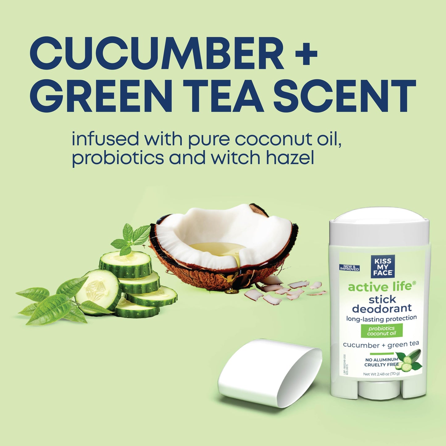 Kiss My Face Active Life Deodorant, Cucumber Green Tea 2.48 oz (Pack of 12) Beauty and Personal Care Kiss My Face