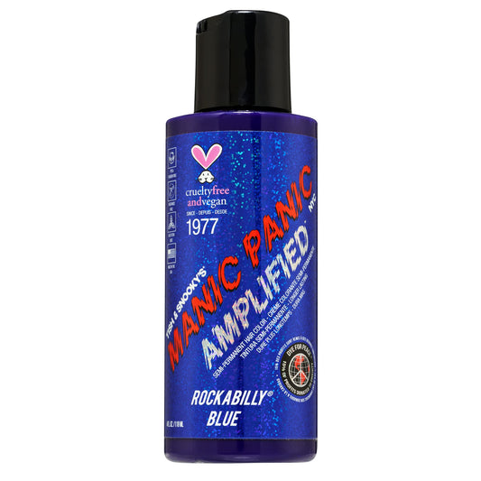 MANIC PANIC Rockabilly Blue Hair Dye - Amplified - Semi Permanent Strongest True Neutral Blue Hair Color For Dark or Light Hair - Vegan, PPD Beauty & Personal Care MANIC PANIC