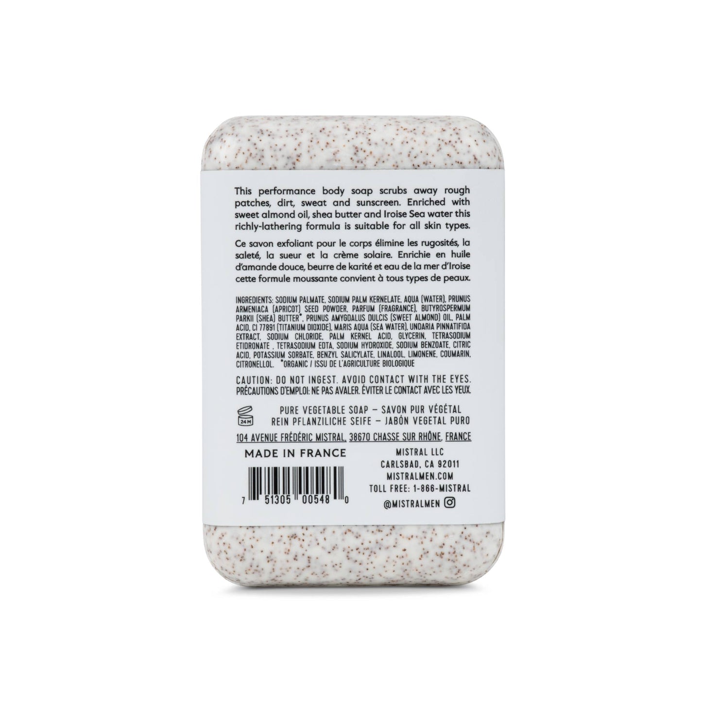 Mistral Exfoliating Bar Soap for Men - 8.8 oz | Luxury French Scrub Bar with Apricot Seed Powder, Marine Minerals, Shea Butter, pH?Balanced Beauty & Personal Care Mistral