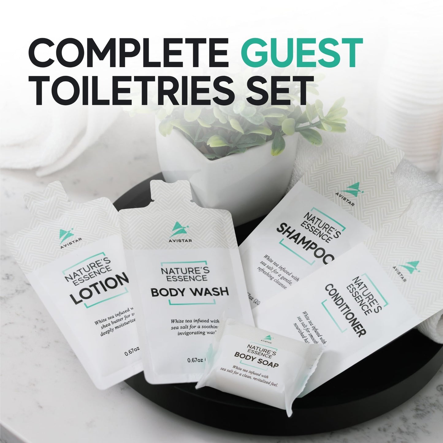 100 Hotel Soap & Bulk Toiletries Packets - Travel Essentials for BnB Hosts & Guests - Hotel Shampoo & Conditioner Supplies for Guests, Hotel Beauty & Personal Care Avistar