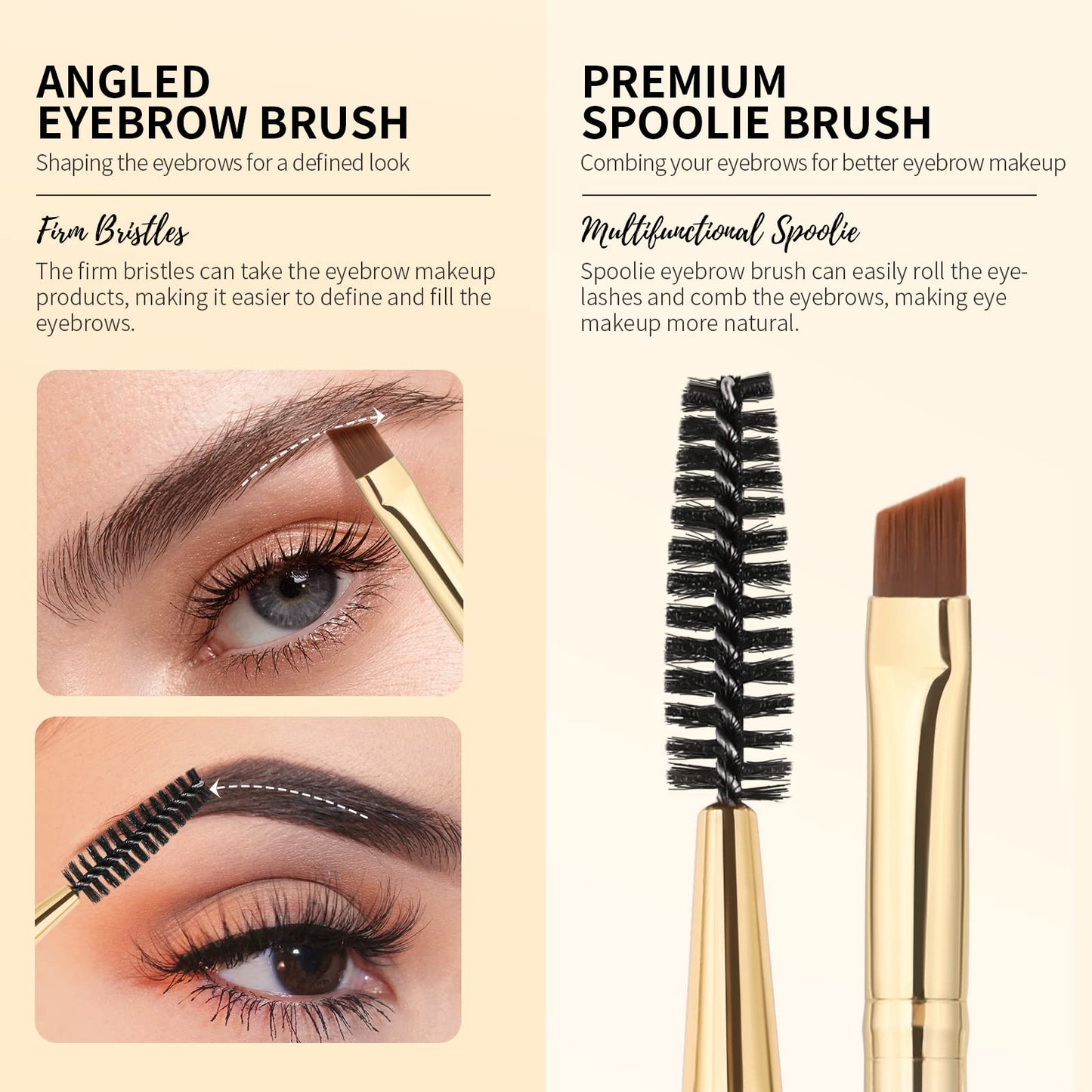Docolor Eyebrow Brush Duo Eyebrow Spoolie Professional Angled Eye Brow Brush Perfect for Lining and Shaping Brows, Spoolie for Brows or Lashes White Beauty & Personal Care docolor