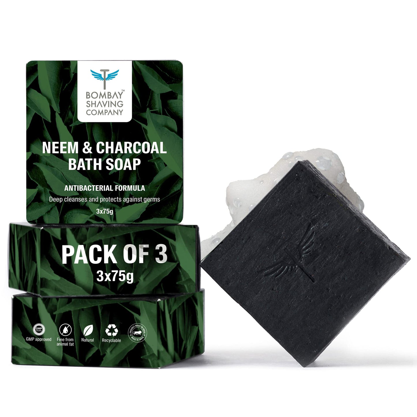 Bombay Shaving Company Charcoal and Neem Bath Soap - Pack of 3,75g each Beauty and Personal Care Bombay Shaving Company