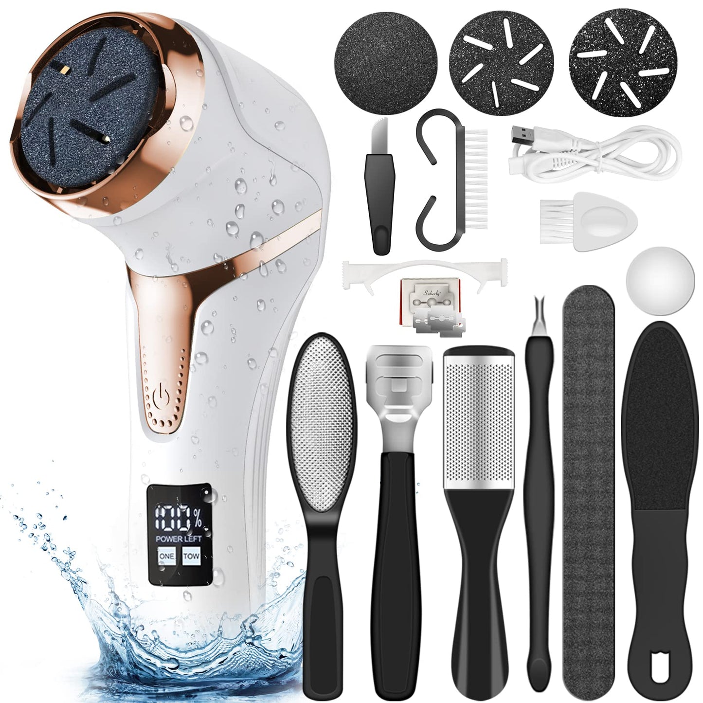 Hoxida Electric Callus Remover for Feet (with Dander Vacuum Cleaner), Quartz, Rechargeable Foot Pedicure Tools Foot File, Professional Foot Care Kit Beauty & Personal Care Hoxida