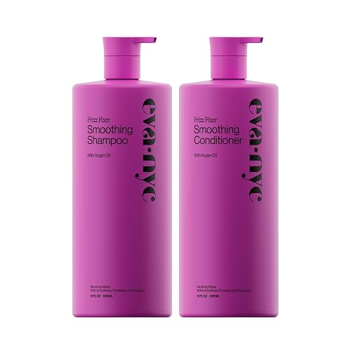 Eva NYC Anti-Frizz Shampoo and Conditioner Set with Argan Oil + Sunflower Seed Oil - Leaves Hair Soft, Shiny and Nourished - Sulfate-Free - Warm Beauty & Personal Care EVA·NYC