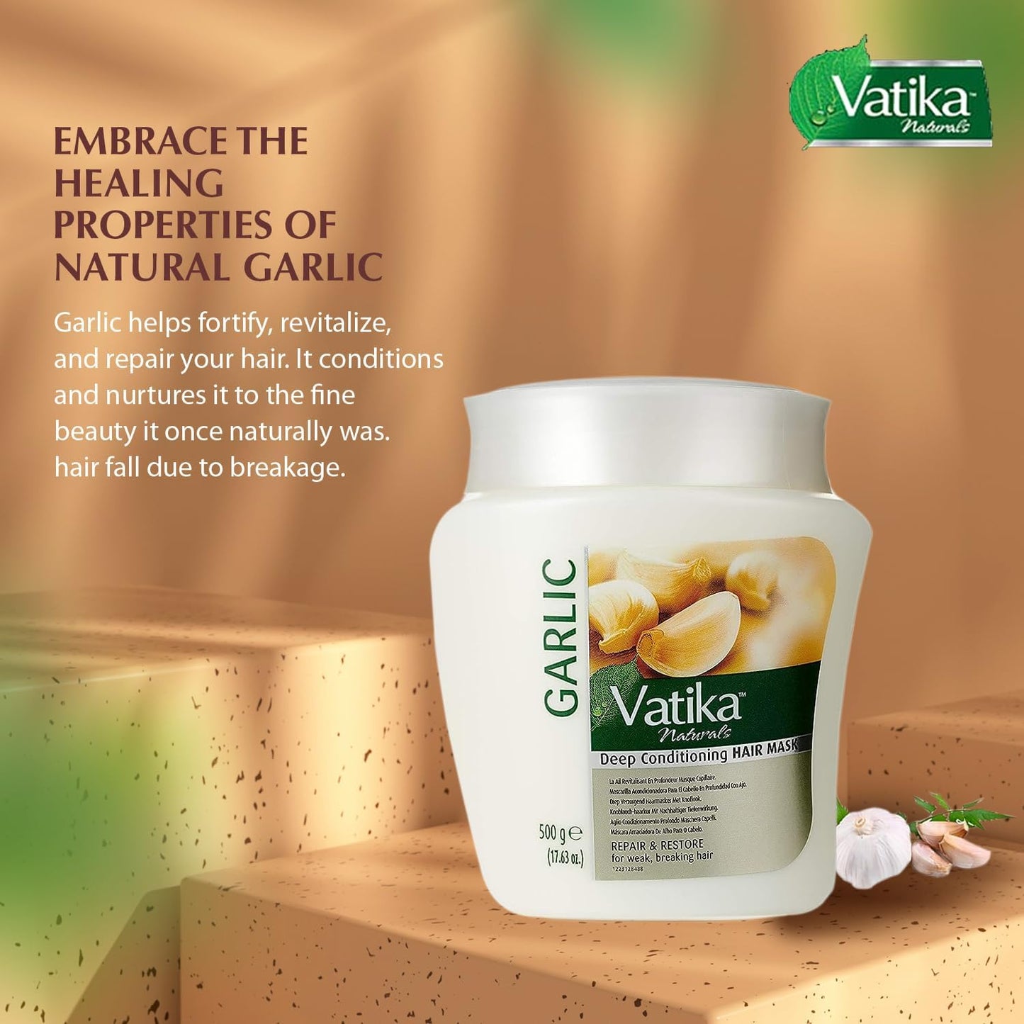 Vatika Naturals Hot Oil Hair Mask - Garlic & Multivitamin for Dry, Damaged, Nourishing & Strengthening, Deep Conditioning for Soft, Smooth Hair Beauty & Personal Care Vatika Naturals