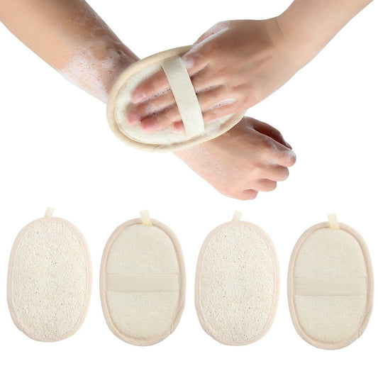 Madholly 4 Packs Exfoliating Loofah Sponge Pads, Natural Luffa Material Loofah Sponge for Men and Women, Perfect for Bath Shower and Spa Beauty and Personal Care Madholly