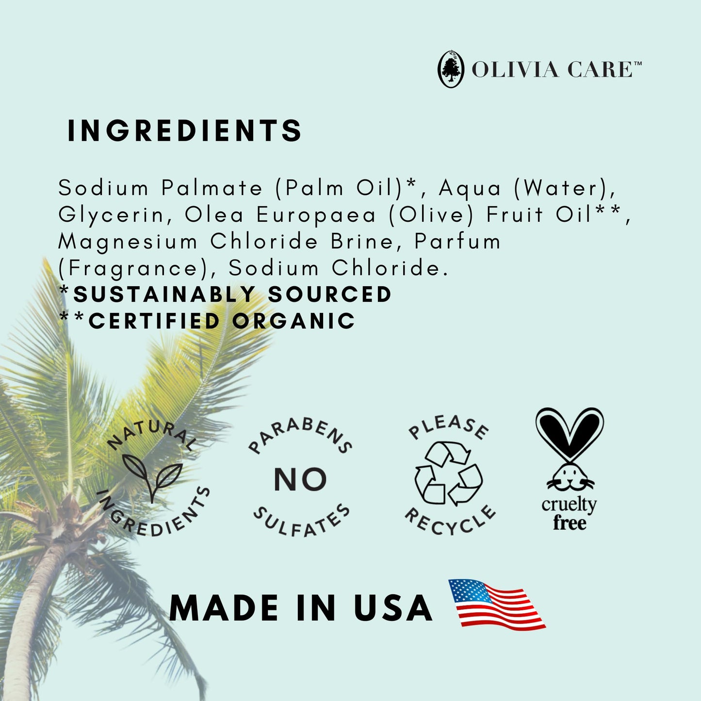 Coconut Magnesium Organic Bar Soap - Natural Moisturizing Body Soap for Sensitive Skin - Triple Milled Soap with Coconut Oil - Plastic Free 3 Pack Beauty & Personal Care Olivia Care