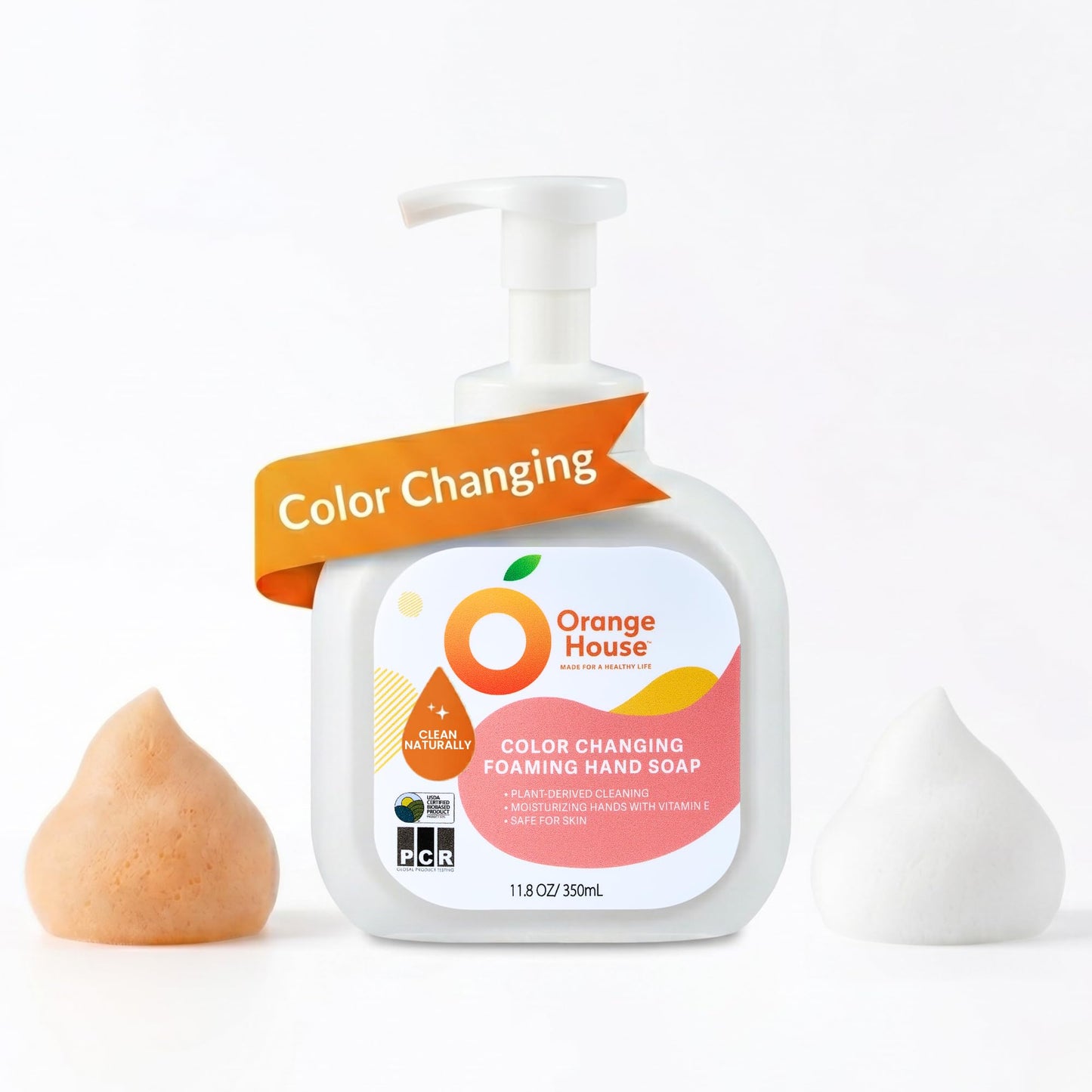 ORANGE HOUSE Color Changing Foaming Hand Soap, Plant-Based Moisturizing Foam with Natural Orange Oil, Gentle Formula, 11.8 Fl Oz (1 Pack) Beauty & Personal Care ORANGE HOUSE